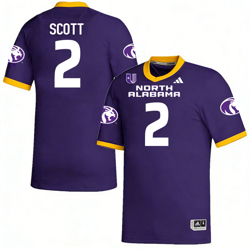 North Alabama Lions #2 Tanaka Scott College Football Jerseys,Uniforms Stitched-Purple